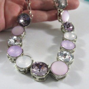 Round Lavender Cream stone Crystal Statement Necklace